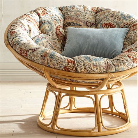 5" thick tufted cushion is wrapped in 100 polyester velvet-look upholstery. . Papasan chair frame